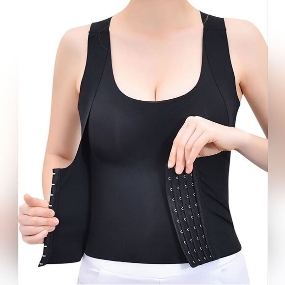 Basic Bae Scoop Neck Shapewear Tank  Removable Paddings Black Corset Top - Picture 1 of 5